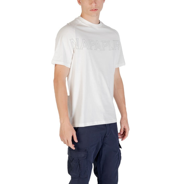 Napapijri - T-shirt Heren Wit met Napapijri tekst